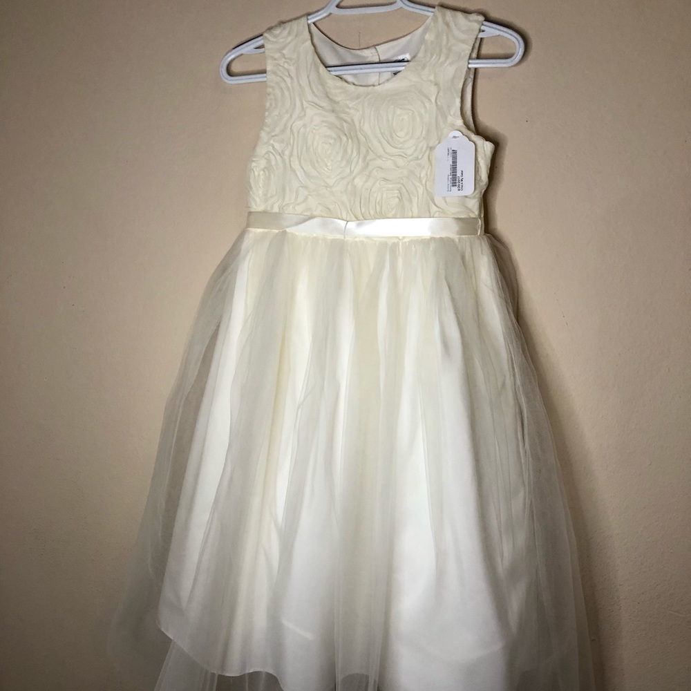 🎉🎉Host Pick!🎉🎉Flower Girl Tevolio Ivory Roses Tulle Dress